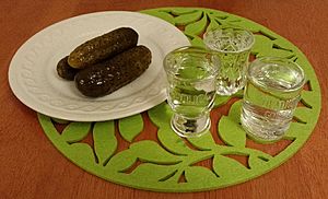 Vodka with pickled cucumber