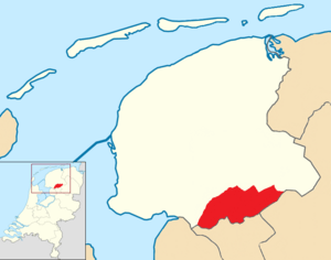 Position of Weststellingwerf in a map of Friesland