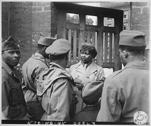 "The first Negro WACs to arrive (on) the continent of Europe were 800 girls of the 6888th Central Postal Directory Bn, w - NARA - 531333