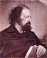 Alfred Tennyson with book, by Julia Margaret Cameron