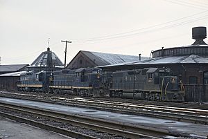 B&O 3820, 6532, and 1834 (GP38, GP9, and SD9) Martinsburg, W.Va. on March 2, 1969 (22511089052)