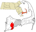 Barnstable County Massachusetts incorporated and unincorporated areas Mashpee highlighted
