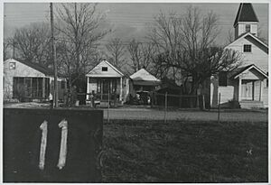 Battleground Baptist Church and Shotgun-style Houses, Fazendeville, Louisiana, 1960