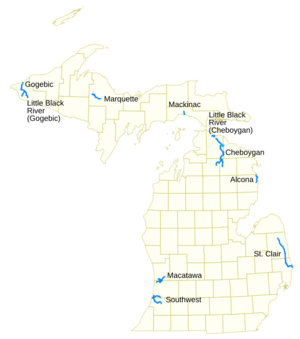 Black Rivers Map US MI