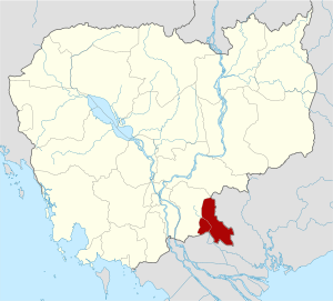 Map of Cambodia highlighting Svay Rieng