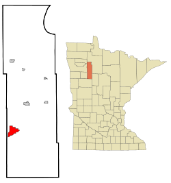 Location of the census-designated place of Rice Lakewithin La Prairie Township, Clearwater County