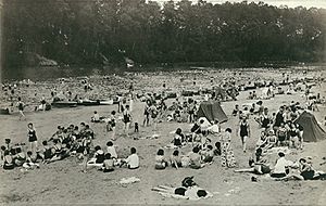 Crowd at Lincoln Beach, Missouri c 1920s