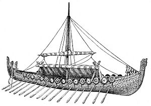 Drakkar (Larousse - detail - complete ship) A Brun