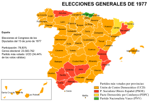 Elecciones generales españolas de 1977 - distribución del voto