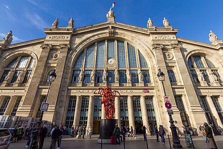 Facade of Gare de Paris-Nord, Paris 10 April 2017