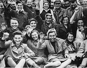 Female Dachau Waving