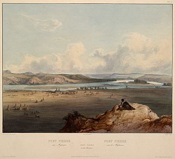 Fort Pierre on the Missouri. Painted by Karl Bodmer, who visited the fort in 1833