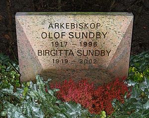 Grave of swedish arch bishop olof sundby lund sweden
