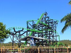 Green Lantern Coaster from main gate