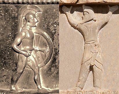 Hoplite circa 500 BCE and Scythian soldier of the Achaemenid army circa 480 BCE enhanced