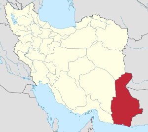 Map of Iran with Sistan and Baluchestan province highlighted