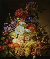 James Hewlett (1789-1836) - Still Life with Fruit and Flowers on a Stone Ledge - 959484 - National Trust