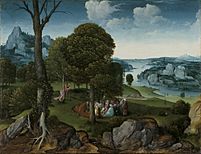 Joachim Patinir, Landscape with St John the Baptist Preaching, Musées royaux des Beaux-Arts de Belgique