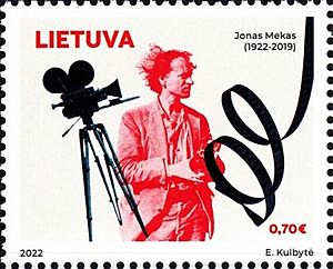 Jonas Mekas 2022 stamp of Lithuania