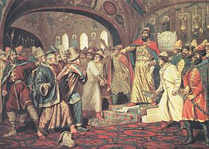 Kivshenko Ivan III tears off the khans missive letter