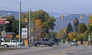 Laporte, looking west along U.S. Route 287.