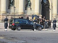 Lilian of Sweden hearse leaves Stockholm Palace 2013