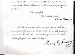 MajGravesd8Altr accepting WP appointment 1859 pg2 with Rice Srs Sig