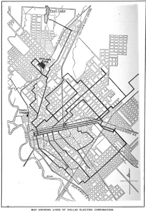 Map Showing Lines of the Dallas Electric Corporation c 1907