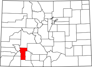 Map of Colorado highlighting Hinsdale County