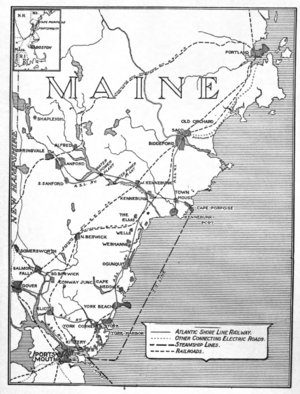 Map of Electric Railway Lines in Maine c 1907
