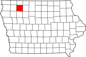 Map of Iowa highlighting Clay County