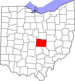 Map of Ohio highlighting Licking County