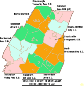 Map of Somerset County Pennsylvania School Districts