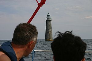 Minots Ledge Light as seen from a passing sailing vessel