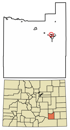 Location of the La Junta Gardens CDP in Otero County, Colorado.