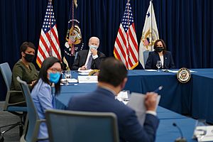 President Joe Biden and Vice President Kamala Harris meet with Asian American leaders in Atlanta