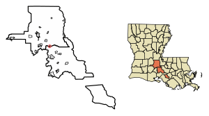 Location of Arnaudville in St. Landry Parish, Louisiana.
