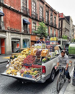 Street vendor fruit from truck centro historico