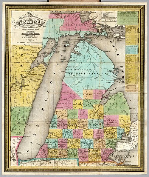 Tourist's Pocket Map Of Michigan (Samuel Augustus Mitchell, 1835)