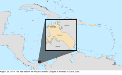 Map of the change to the United States in the Caribbean Sea on August 21, 1918
