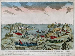 Vue de la descente a Terre Neuve par le chevalier de Ternay en 1762