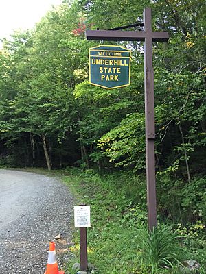 2017-09-11 08 51 09 Sign at the main entrance to Underhill State Park in Underhill, Chittenden County, Vermont.jpg