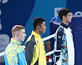 2018-10-17 Boxing lightweight Boys' –60 kg at 2018 Summer Youth Olympics – Victory ceremony (Martin Rulsch) 3