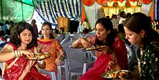 A wedding feast in India, dining tradition