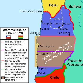 Atacama Desert Dispute between Bolivia and Chile (1825 - 1879)