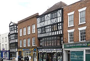 Black & white Tudor buildings in Tewkesbury, England arp