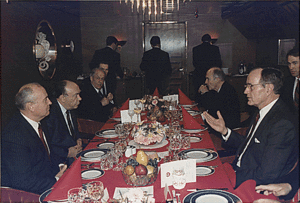 Bush and Gorbachev at the Malta summit in 1989