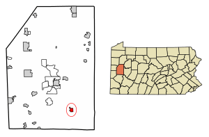 Location of Saxonburg in Butler County, Pennsylvania.