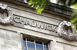 Chadwick's name as it appears on the Frieze of the London School of Hygiene & Tropical Medicine