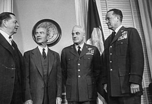 Chairman of the Joint Chiefs of Staff General Nathan F. Twining on a briefing at The Pentagon